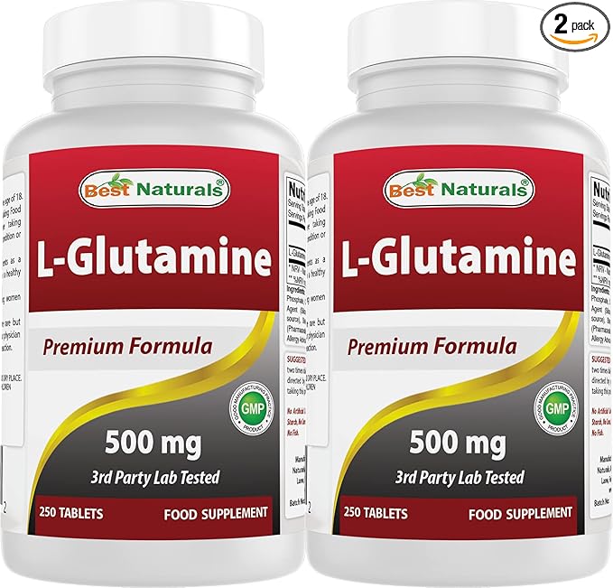 Best Naturals L-Glutamine 500mg, 250 Tablets (250 Count (Pack of 2))