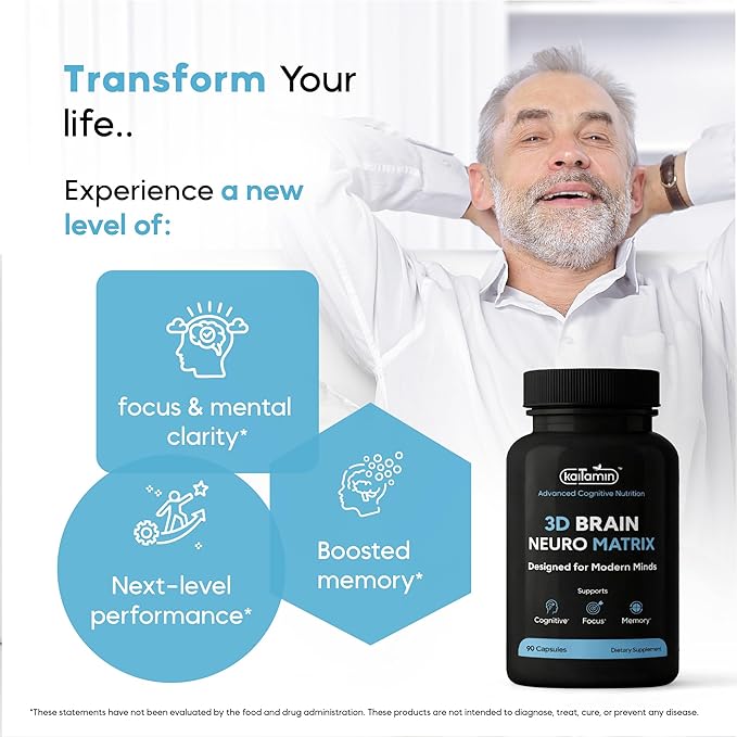 Brain Supplement for Memory & Focus – NSF Certified & Eurofins Tested Nootropic | Ginkgo Biloba, Huperzine A, Bacopa Monnieri, Phosphatidylserine, Caffeine-Free Vegan, 90 Capsules 3-Month Supply