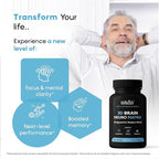 Brain Supplement for Memory & Focus – NSF Certified & Eurofins Tested Nootropic | Ginkgo Biloba, Huperzine A, Bacopa Monnieri, Phosphatidylserine, Caffeine-Free Vegan, 90 Capsules 3-Month Supply