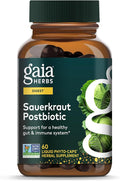 Gaia Herbs Sauerkraut Postbiotic - Gut Health & Immune Support Supplement* - Made with Fermented Sauerkraut - Free from Dairy, Soy & Gluten - 60 Vegan Liquid Phyto-Caps (30 Servings)