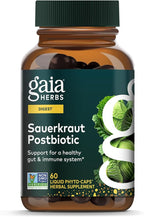 Gaia Herbs Sauerkraut Postbiotic - Gut Health & Immune Support Supplement* - Made with Fermented Sauerkraut - Free from Dairy, Soy & Gluten - 60 Vegan Liquid Phyto-Caps (30 Servings)