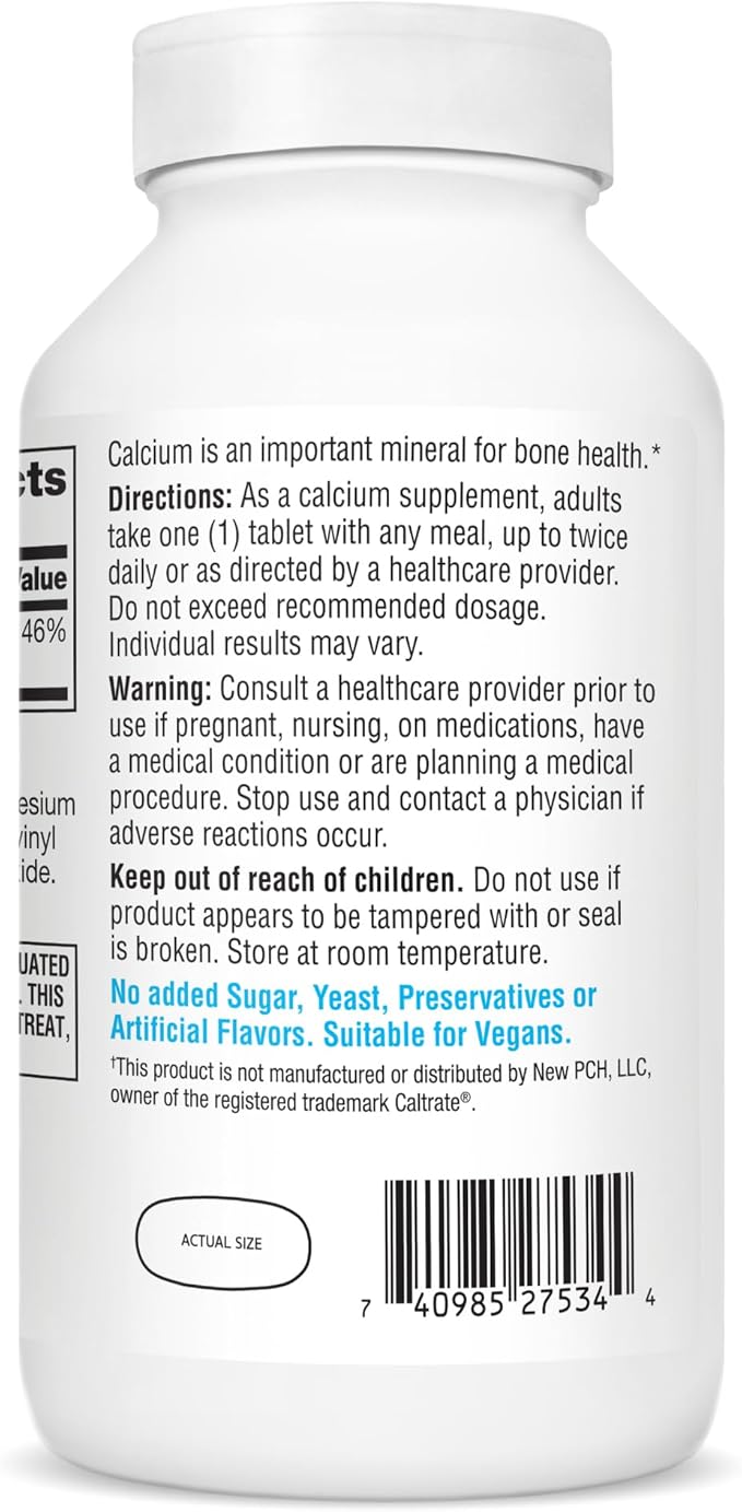 21st Century Calcium 600 mg Supplement (400 Tablets), Vegan-Friendly Bone Strength Calcium Supplement, Non-GMO & Gluten-Free Calcium Carbonate, No Artificial Flavors, Suitable for Men & Women