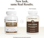 Real Mushrooms Lion’s Mane Supplement Capsules - Organic Lions Mane Extract for Overall Wellbeing - Beta Glucan Supplements – Vegan 300 ct Mushroom Extract