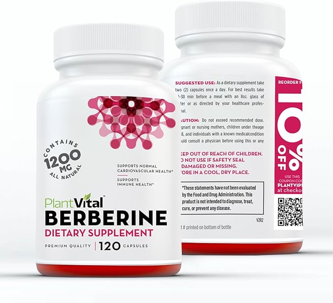 Plantvital Bundle Power Duo: Berberine 500mg-120 Capsules for Immunity & Cardio Health and D Mannose with Cranberry 1000mg-120 Capsules for Urinary Tract Support -Vegan, Non-GMO.