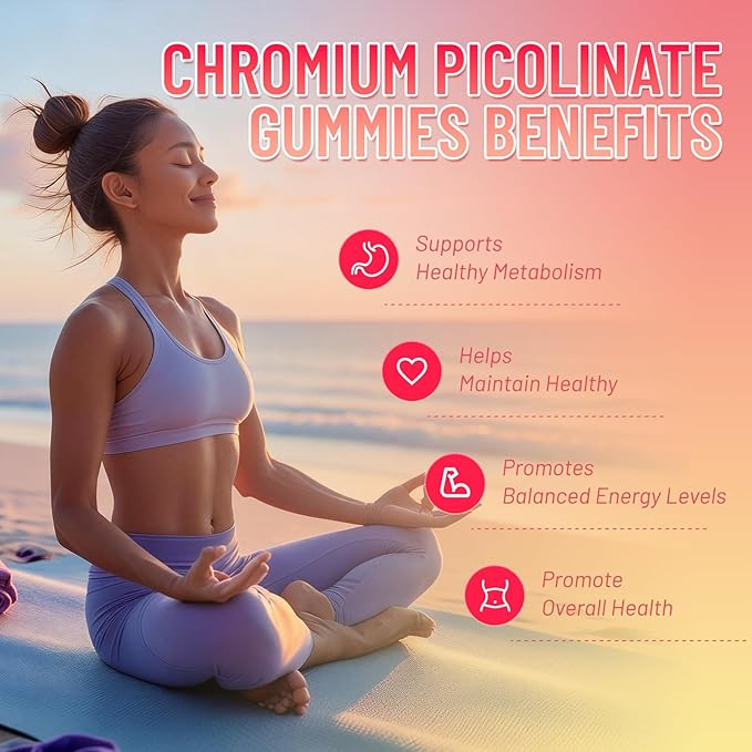 2 Pack Chromium Picolinate Gummies 1000 mcg, Vegan, Gluten-Free, Peach Flavor, 120 Vegan Gummies