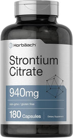 Horbäach Strontium Citrate 940 mg | 180 Capsules | Non-GMO & Gluten Free Supplement