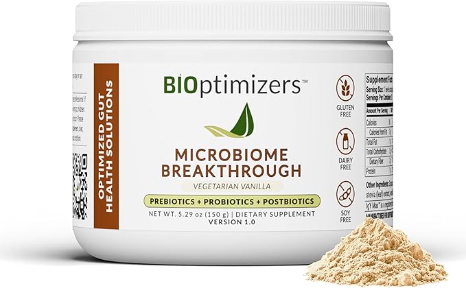Microbiome Breakthrough™ Gut Support Powder – Vegetarian Vanilla – With Probiotics, Prebiotics, and IgY Max® – Source of L-Glutamine – Supports Digestive Comfort, Gas & Bloating Relief 30 Servings*