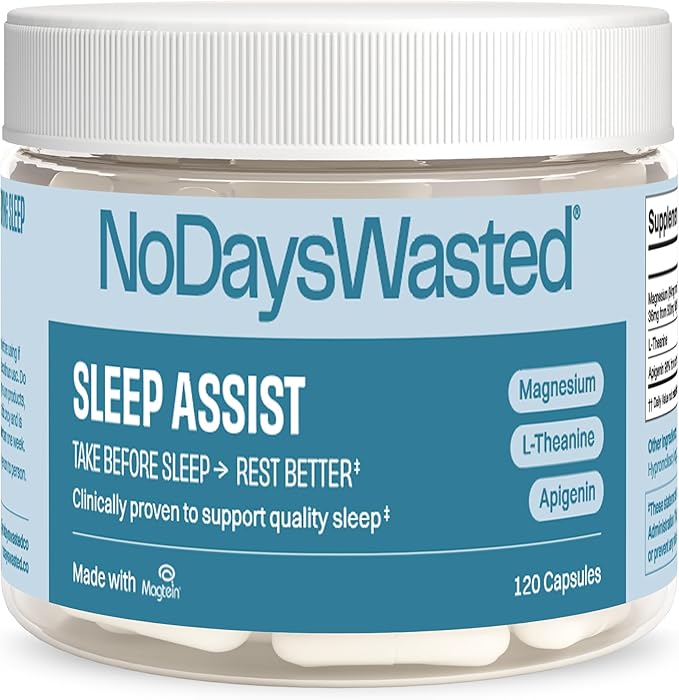 Magnesium Supplement - Magnesium Threonate, Chelated Magnesium Bisglycinate, L-Theanine & Apigenin - Rest Assist - Powerful Blend for Restful Nights - 120 Capsules