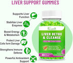 Liver Cleanse Detox Repair Gummies, Milk Thistle Gummies with Artichoke, Dandelion for Liver Support, Vegan & Non-GMO, Gelatin-Free, Apple Flavor 120ct