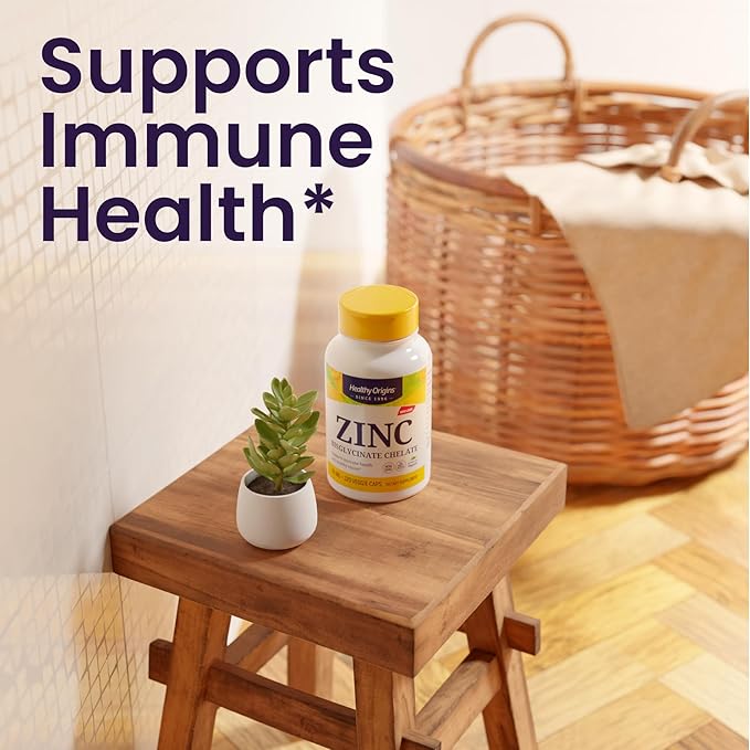 Healthy Origins Zinc Bisglycinate Chelate 50 mg, 120 Veggie Capsules - Featuring Albion Minerals TRAACS High Bioavailability Complex, Supports Immune & Metabolic Health & Skin Cellular Support