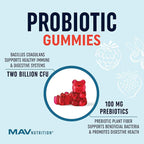 Kids Probiotic Gummies | 2 Billion Probiotics + 100mg Prebiotic Fiber for Immune & Digestion Support | Low Sugar Per Serving | For Children Ages 2+ | Gluten-Free, Non-GMO | Berry Flavor | 60 Ct