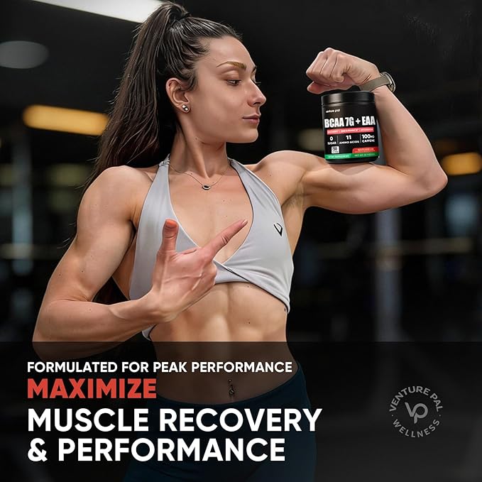 Sugar Free 7g BCAA + EAA Powder | Supports Muscle Recovery, Growth, Strength & Endurance – 9 Essential Amino Acids with L-Glutamine, Caffeine, Vitamin & Electrolyte for Energy & Hydration, Gluten Free