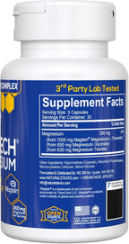 MagTech Magnesium Complex for Women & Men - 3 Forms of Magnesium: Glycinate, Magtein L-Threonate & Taurate - 200mg Chelated Complex - Support for Relaxation & Brain Health - 90 Glycinate Capsules