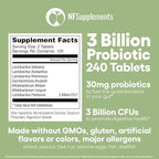 Natural Foundation Supplements Probiotics for Digestive Health Supports Bloating & Regularity Supplement 240 Tablets 3 Billion CFU (240, Digestive Probiotics)