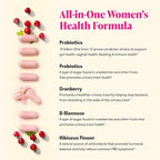 3-in-1 Womens Probiotic - 60 Servings - 12 Unique Strains, Prebiotics, D-Mannose, & Cranberry for Digestive Health, Vaginal Health & Immune Support - Prebiotics and Probiotics for Women | pH Balance
