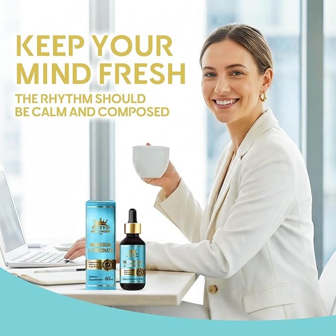Magnesium L-Threonate Drop, Liquid Supplement w. Apigenin, Theanine, Lemon Balm for Sleep & Memory, Supports Cognitive Function & Balanced Mood, High Absorption