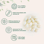 Micro Ingredients Selenium Supplements for Women & Men 200mcg, 500 Softgels with Coconut Oil | Essential Trace Mineral as Selenomethionine | Antioxidant for Energy, Heart, & Immune Support
