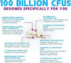 Probiotics 100 Billion CFU Per Serving - 10 Probiotic Strains & Prebiotics - Digestive Gut Health, Immune Support & Occasional Constipation, Gas & Bloating - Daily Supplement For Adults - 120 Capsules