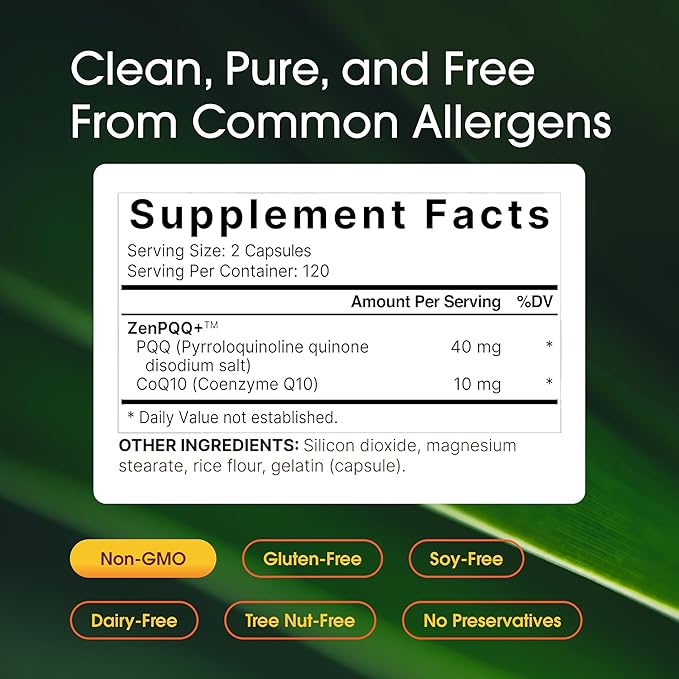 NatureBell PQQ with CoQ10-240 Capsules - 40mg Active PQQ with 10mg Coenzyme Q10 - Cellular Energy & Cognitive Function Support - Antioxidant Nutrients for Heart & Brain Health*