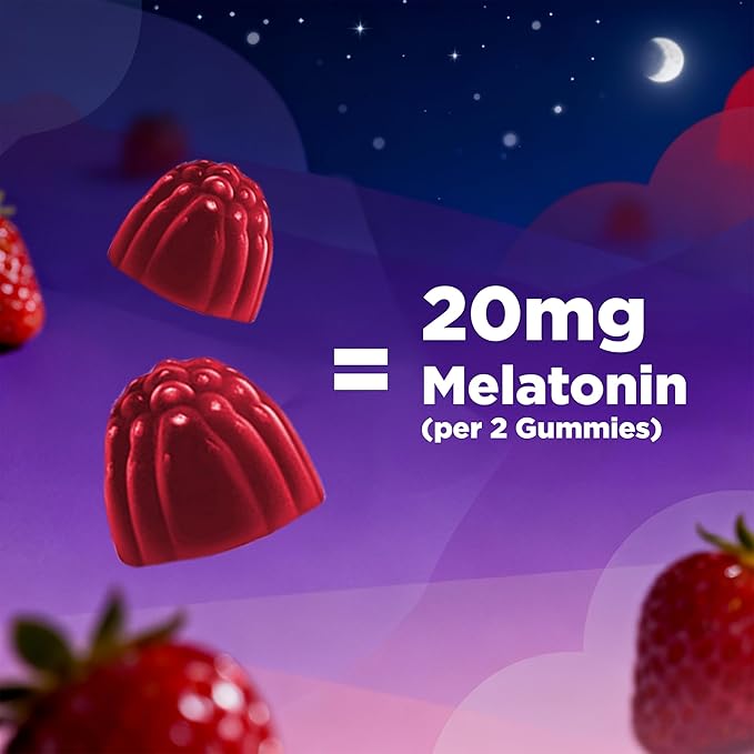 Vitamatic Melatonin 20mg Gummies for Adults, 30 Servings - 60 Count - Non-Habit Forming Supplement