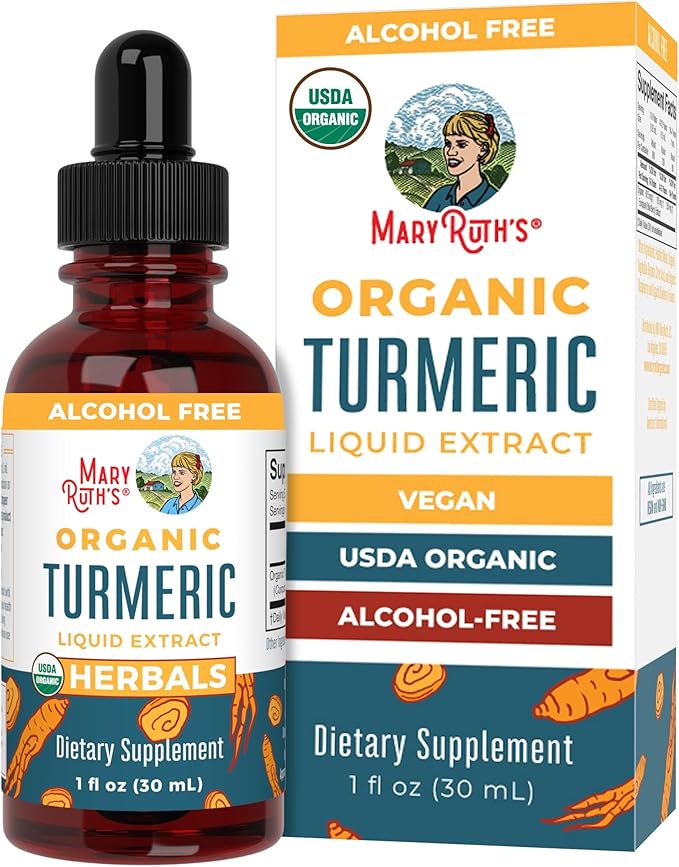 MARYRUTH'S Organics Organic Turmeric Liquid Extract | Sugar Free | USDA Organic | Organic Turmeric Supplement | Non-GMO | Gluten Free | Vegan | Alcohol-Free Tincture | 1 Fl Oz
