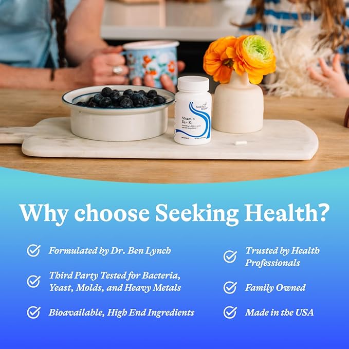 Seeking Health Vitamin D3 + K2 - Immune System & Bone Health Support with Vitamin D3 (Cholecalciferol) & Vitamin K2 (Menaquinone-7) - Vegetarian Vitamin D & K Supplement - 60 Capsules