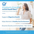 Doctor's Best Prebiotic Powder Supplement with Sunfiber Guar Fiber - Digestive Health & Nutrition Support for Women & Men, Unflavored, Easy Dissolve, Gluten Free, Non GMO, Vegan - 7.4 oz