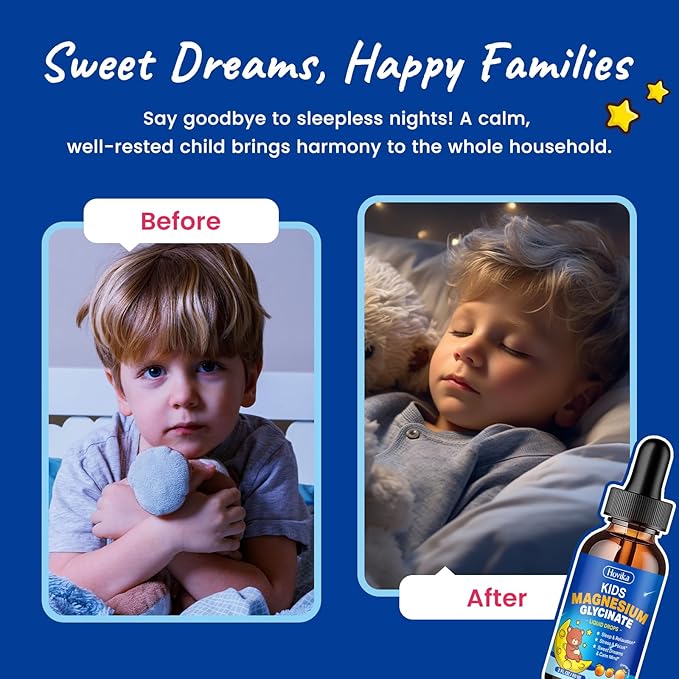 2 Pack Magnesium Glycinate Liquid for Kids - with L-Theanine Omega-3, Vitamin B6, D3, Zinc - Kids Magnesium Drops for Sleep, Relaxation, Calm & Focus - Orange Flavor