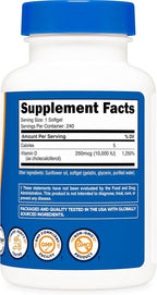 Nutricost Vitamin D3 10,000 IU, 240 Soft Gel Caps (3 Bottles)