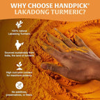 HANDPICK Lakadong High Curcumin Turmeric Powder (226g/ 8oz) Non GMO, Gluten Free, 100% Raw, Sourced from India, High Curcumin, Premium Quality, Packed in Resealable Ziplock Pouch