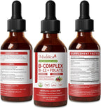 Methylated B Complex - 5000 mcg Methylcobalamin B12 & 5-MTHF Folate 1000 mcg - Vitamin B Complex Liquid Drops with B3, B6, Beetroot, Hawthorn - Energy, Focus, Heart & Brain, Sugar-Free, 2 Fl Oz