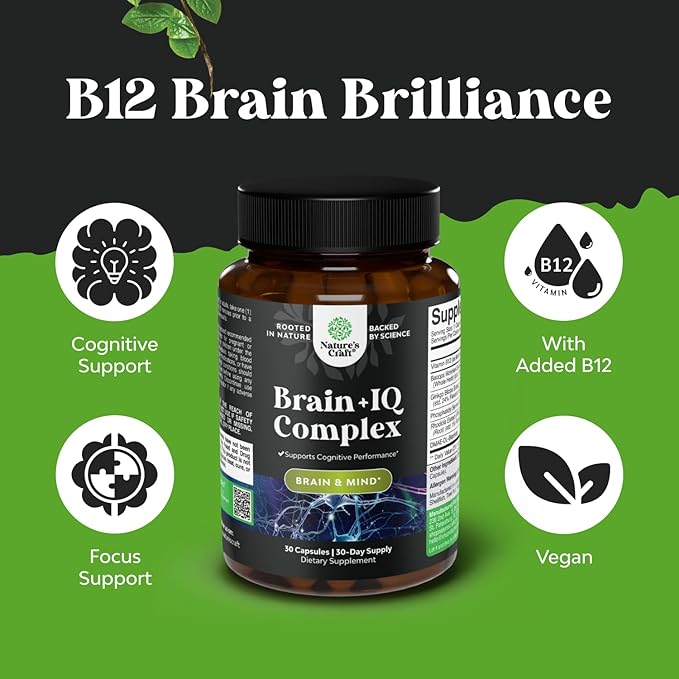 Bundle of Nootropic Memory Supplement with Vitamin B 12 Bacopa Monnieri Rhodiola Rosea DMAE Ginkgo Biloba and Advanced Lion's Mane Mushroom Supplement - Reishi Chaga Maitake Shiitake for Brain Support