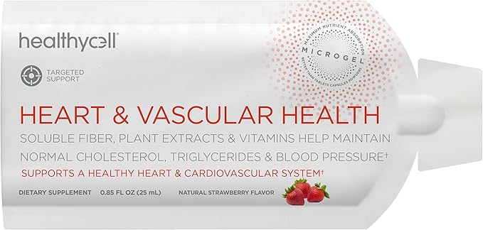 Healthycell Heart & Vascular Health Daily Liquid Supplement - Cardiovascular Support with Beet Root Powder, Resveratrol, CoQ10, Omega-3 & Vitamin K - 30 Gel Packs