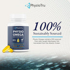 Physio Omega 2400mg Fish Oil with Omega 3 Fatty Acid Supplement - Vascular & Cognitive Supplements for Adults - Non-GMO, Burpless, Light Citrus Flavor, Sustainably Sourced - 4 Packs, 240 Softgels