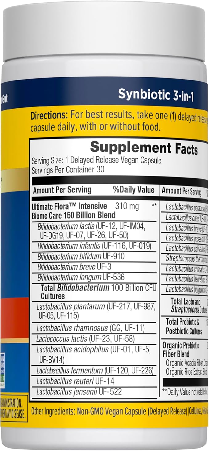 Renew Life Ultimate Flora Adult Ultimate Care Probiotic, 150 Billion, 30 Caps (Package May Vary)