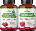 Zazzee Urinary Tract Cleanse Bundle | Fast Acting D-Mannose 1000mg Capsules Plus USDA Organic Cranberry Extract Capsules for Women | Non-GMO Vegan & ISO Lab Tested (60 Servings Each)