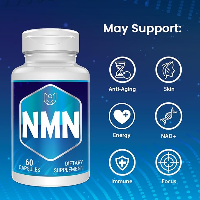 NMN(Nicotinamide Mononucleotide), NAD Supplement to Boost NAD+ Levels as We Age (May Be More Effective Than Nicotinamide Riboside), NMN Supplement for Anti-Aging, 60 Capsules (60 Servings)