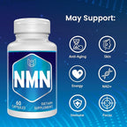 NMN(Nicotinamide Mononucleotide), NAD Supplement to Boost NAD+ Levels as We Age (May Be More Effective Than Nicotinamide Riboside), NMN Supplement for Anti-Aging, 60 Capsules (60 Servings)