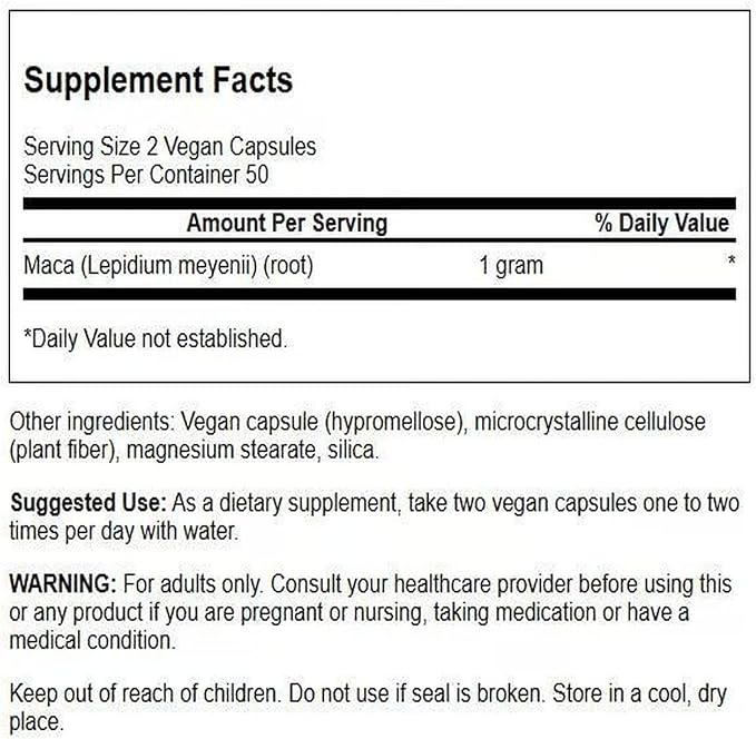 Swanson Maca 500 Milligrams 100 Capsules