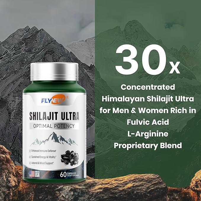 Shilajit for Men Women, Shilajit with Naturally Fulvic Acid & L-Arginine, Himalayan Shilajits for Extra Power, Stamina & Immune Support, Non-GMO, Made in USA, 2 Pack, 60 Capsules Per Bottle