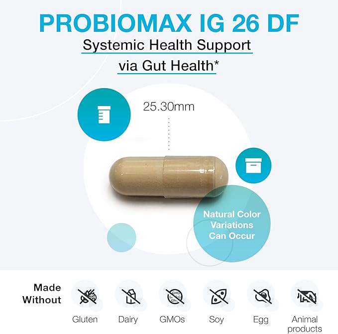 XYMOGEN ProbioMax IG 26 - Immunized Egg Powder & Bacillus Coagulans - Digestive Health Support - Vegetarian, Gluten-Free & Non-GMO - 120 Capsules