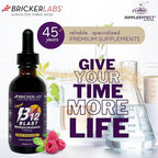 Bricker Labs B12 Blast Methylcobalamin 1000mcg, Great Tasting Sublingual Liquid Energy Vitamins -Vegan B12 Vitamins, Sustained Energy and Cellular Energy Supplement - 59-Day Servings