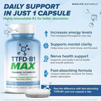 MaxLife Naturals TTFD Thiamine B1 Supplement – 60 Capsules, High Potency Vitamin B1 Thiamine Supplement for Focus, Supports Optimal Nerve Function, TTFD-B1 Max Formula with Magnesium, Made in USA