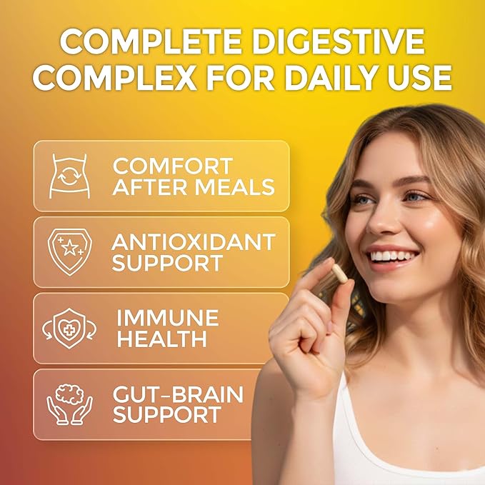 Gut Harmony Plus - Complete Probiotic Prebiotic Postbiotic & Digestive Enzyme Complex Supplement – Gut Health, Digestion, Microbiome Balance & Wellness for Women & Men – 60 Capsules
