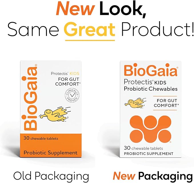 BioGaia Protectis Kids | Probiotic for Ages 3+ | Eases Occasional Digestive Issues & Promotes Regularity | Allergen, Dairy, Soy & Gluten Free | Backed by 30 Years of Research | 30 Day Supply