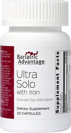 Bariatric Advantage Ultra Solo with Iron - Once-Per-Day Daily Multivitamin - for Bariatric Patients - with Thiamin, Vitamin A & More - Gluten Free - 30 Capsules