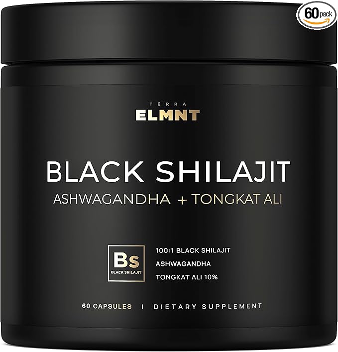 100x Strength Black Shilajit for Men w. 10% Tongkat Ali & Ashwagandha - Highest Potency Shilajit Capsules 60% Fulvic Acid Pure Himalayan Shilajit Resin - Natural Test Booster Male Enhancing Supplement