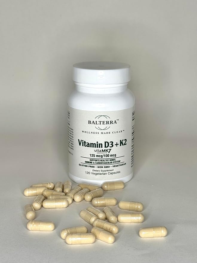 Vitamin D3 + K2 by Balterra – Bone, Immune & Heart Support Supplement