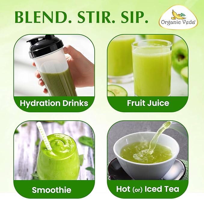 Organic Veda Moringa Super Greens, 30 Sticks Drink Mix Powder - 20 X Concentrated Moringa Leaf Powder Extract with Amla, Pineapple, Antioxidant Superfoods for Energy & Metabolism - Tea & Smoothie Mix