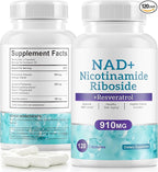 Liposomal NAD Resveratrol Supplement - Nicotinamide Riboside & Quercetin - High Purity NAD Supplements for Anti-Aging, Focus, Energy 120 Capsules